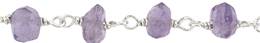 PIGTAIL SS CHAIN 4MM PINK AMETHYST BEADS 28807-SS