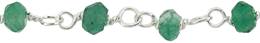 PIGTAIL SILVER CHAIN 4MM GREEN ONYX BEADS 28811-SS