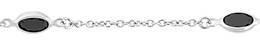 STERLING SILVER OVAL BEZEL BLACK CZ CHAIN 33060-SS