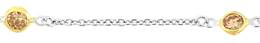 STERLING SILVER ROUND GOLD BEZEL CZ CHAIN 33061-SS