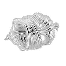 Rhodium Sterling Silver 19X15mm Corrugated One Touch Clasp