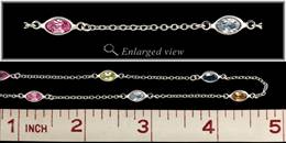 SS 6X4MM OVAL MULTI-COLOR CUBIC ZIRCONIA CHAIN