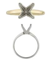 14K V-Prong Princess Solitaire Rings