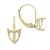 14K Earring 3 Prong Heart Leverback