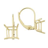 14K Earring 4 Prong Square Leverback