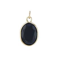 14K Black Spinel Oval Bezel Charm August Birthstone