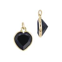 14K Black Spinel Heart Charm August Birthstone