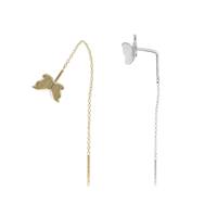 14K Butterfly Threader Cable Chain Earwire Earring