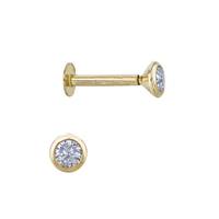 14K Cubic Zirconia Bezel Labret Stud Earring