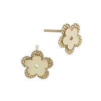 14K Cubic Zirconia Flower Stud Earring