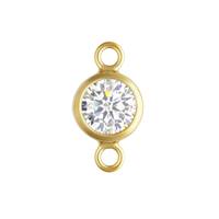 14K White Cubic Zirconia Bezel Set Connector