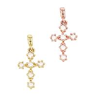 14K Diamond Cross Charm In Prong Setting