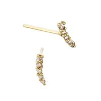 14K Diamond Thin Curved Bar Stud Earring