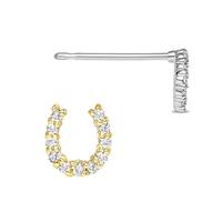 14K Diamond Horse Shoe Stud Earring