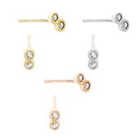 14K Diamond Double Round Bezel Stud Earring