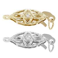 14K Diamond Filigree Fish Hook 5x12mm Clasp