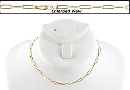 14K Ready to Wear 10x3mm Flat Paper Clip Chain Necklace With Lobster Clasp