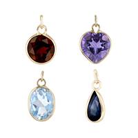 14K Bezel Set Gemstone Charms