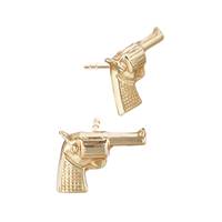 14K Handgun Revolver Stud Earring (Left And Right Side)