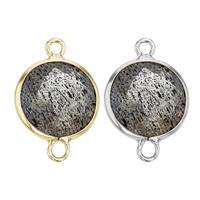 14K Gold Round Bezel Set Labradorite Connector