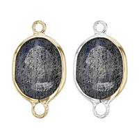 14K Gold Oval Bezel Set Labradorite Connector