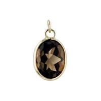 14K Smokey Quartz Oval Bezel Charm June Birthstone