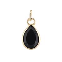 14K Black Spinel Pear Shape Bezel Set Charm August Birthstone