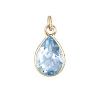 14K Blue Topaz Pear Shape Bezel Set Charm December Birthstone