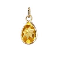 14K Citrine Pear Shape Bezel Set Charm November Birthstone