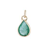 14K Emerald Pear Shape Bezel Set Charm May Birthstone