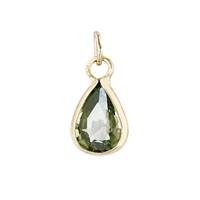 14K Green Sapphire Pear Shape Bezel Set Charm September Birthstone