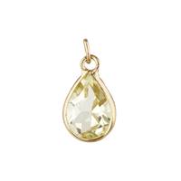 14K Lemon Quartz Pear Shape Bezel Set Charm November Birthstone