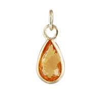 14K Orange Sapphire Pear Shape Bezel Set Charm November Birthstone