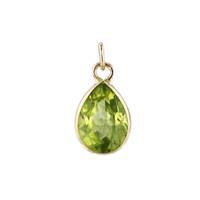 14K Peridot Pear Shape Bezel Set Charm August Birthstone