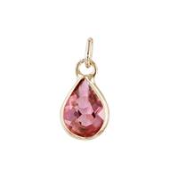 14K Pink Tourmaline Pear Shape Bezel Set Charm October Birthstone