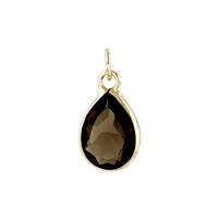 14K Smoky Quartz Pear Shape Bezel Set Charm June Birthstone