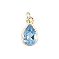 14K Swiss Blue Topaz Pear Shape Bezel Set Charm