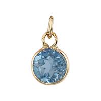 14K Swiss Blue Topaz Round Bezel Set Charm December Birthstone