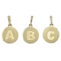 14K Round Disc Letter Charm