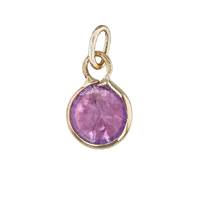 14K Pink Sapphire Round Bezel Set Charm September