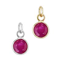 14K Ruby Round Bezel Set Charm July Birthstone