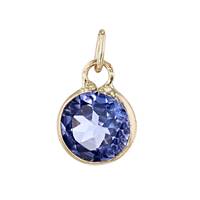 14K Tanzanite Round Bezel Charm December Birthstone