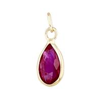 14K  Ruby Pear Shape Bezel Set Charm July Birthstone