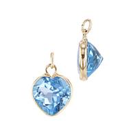 14K Swiss Blue Topaz Heart Charm November Birthstone