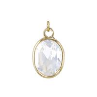 14K White Topaz Oval Bezel Charm April Birthstone