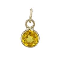 14K Yellow Sapphire Round Bezel Set Charm September  Birthstone