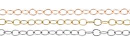 14K Gold Chain 1.30mm Width Flat Round Cable chain