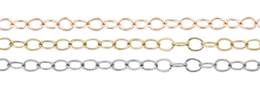 14K Gold Chain 1.30mm Width Flat Round Cable Chain