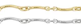 14K Gold Chain 0.92mm Width Hammer Curve Bar Chain