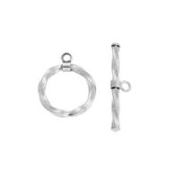 Sterling Silver 15mm Twisted Wire Toggle Clasp